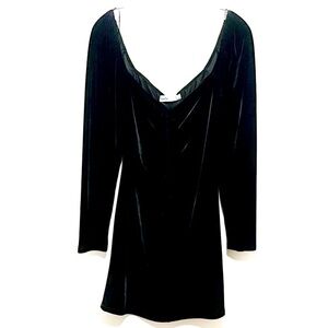 Elodie Chic glamour black velvet ruched bodice long sleeve sexy date night dress
